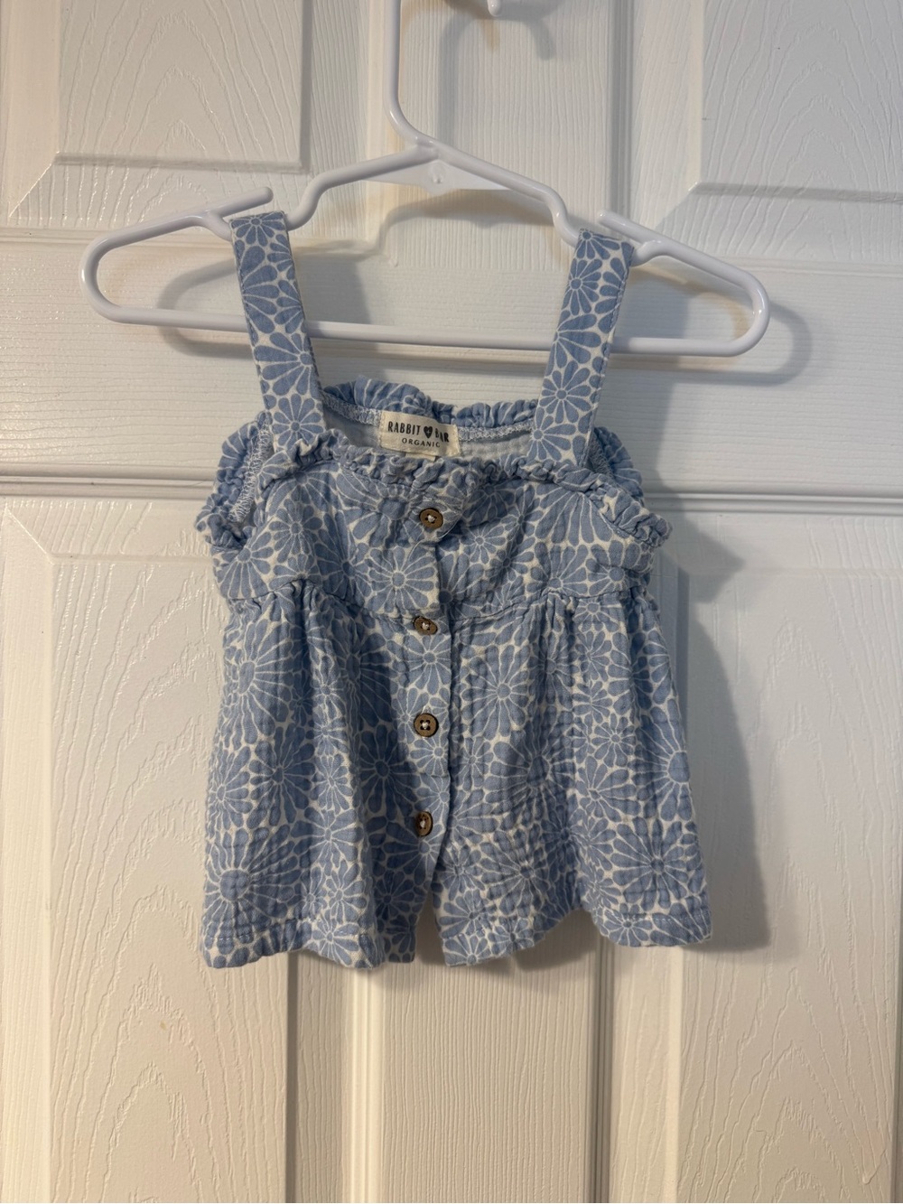 Rabbit & Wren Light Blue Floral Button Tank